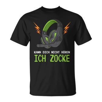 Kann Dich Nicht Hören Ich Zocke Gamer Headset T-Shirt - Seseable