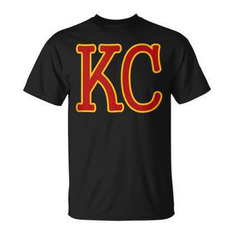 Kansas City RedYellow Cool Kansas City Kc 2 Letters Red Kc T-Shirt - Thegiftio UK