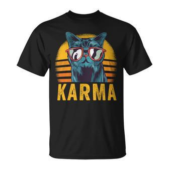 Karma Retro Sunset Cat Lover Cat T-Shirt - Seseable
