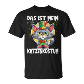 Karneval Katze T-Shirt, Schwarzes Das Ist Mein Katzenkostüm Outfit - Seseable