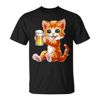 Katze Kater Trinkt Bier Zum Männertag Oderatertag T-Shirt - Geschenkecke