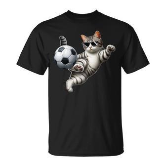 Katzen-Sonnenbrille Spielt Fußball-Kostüm Spielerbesitzer Liebhaber T-Shirt - Geschenkecke