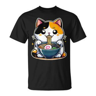 Kawaii Anime Calico Cat Ramen T-Shirt - Monsterry CA
