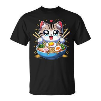Kawaii Cat Japanese Anime Manga Cat Ramen T-Shirt | Mazezy UK
