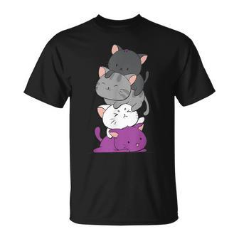 Kawaii Cat Pile Anime Asexual Pride Flag Kittens T-Shirt - Thegiftio UK
