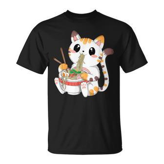 Kawaii Cat Ramen Noodles Anime Neko Japanese Manga Otaku T-Shirt - Thegiftio UK