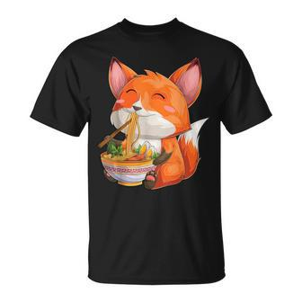Kawaii Japanese Anime Fox Ramen Food Lovers T-Shirt - Monsterry