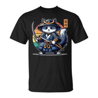 Kawaii Graphic Japanese Anime Manga Samurai Ninja Cat T-Shirt | Mazezy UK