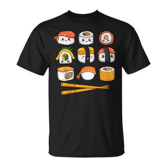 Kawaii Graphic Japanese Food Anime Manga Otaku Happy Sushi T-Shirt - Seseable