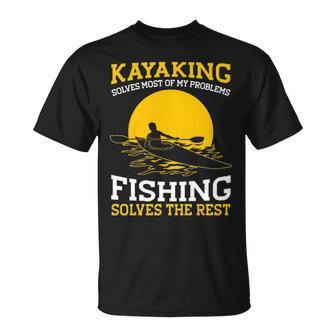 Kayaking Canoeing Kayak Angler Fishing T-Shirt | Mazezy