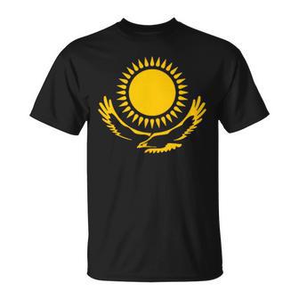 Kazakhstan Flag Symbol Golden Sun Eagle Proud T-Shirt - Seseable