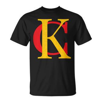 Kc Kansas City Red Yellow & Black Kc Classic Kc Initials T-Shirt - Monsterry