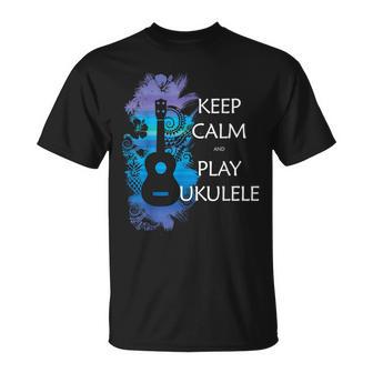 Keep Calm And Play Ukulele Tribal Colorful T-Shirt - Monsterry UK