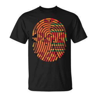 Kente Pattern African Ghana Style Fingerprint Black Pride T-Shirt - Monsterry CA