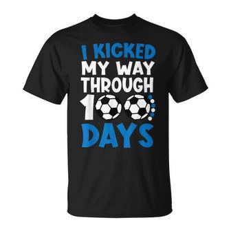 I Kicked My Way Through 100 Days Soccer 100 Days Of School T-Shirt - Seseable