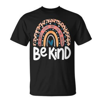 Be Kind Anti Bullying Orange Unity Day Leopard Raibow T-Shirt - Seseable