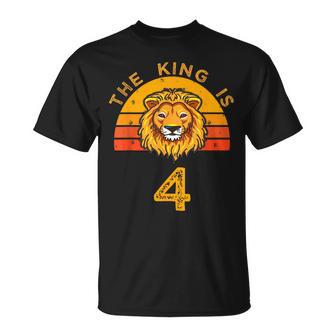 King Is 4 Years Old 4Th Birthday Animal Ideas T-Shirt - Monsterry UK