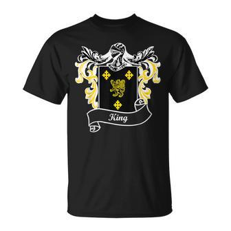 King Coat Of Arms Surname Last Name Family Crest T-Shirt - Monsterry
