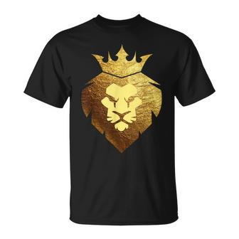 King Of The Jungle Gold King Lion Crown T-Shirt - Monsterry DE
