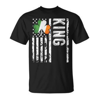 King Last Name Irish Pride Flag Usa St Patrick's Day T-Shirt - Monsterry AU