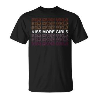 Kiss More Girls Lesbian Rainbow Colors Pink Organge White T-Shirt - Monsterry CA