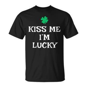 Kiss Me I'm Lucky St Patrick's Day Irish Luck T-Shirt - Thegiftio UK
