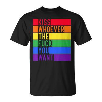 Kiss Whoever The F You Want Lgbt Gay Lesbian Awareness T-Shirt - Monsterry