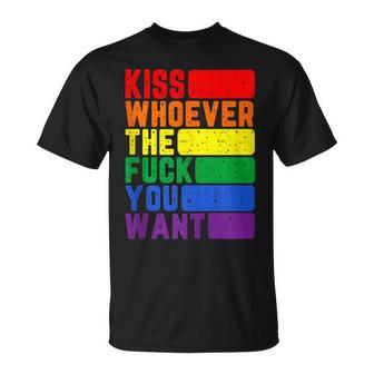 Kiss Whoever The F You Want Lgbtq Gay Lesbian Awareness T-Shirt - Monsterry AU