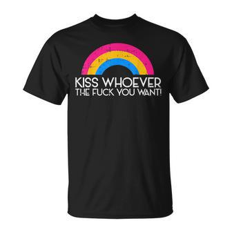 Kiss Whoever The F You Want Pan Pansexual Lgbt Ally T-Shirt - Monsterry