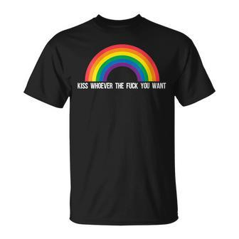 Kiss Whoever The Fuck You Want Lesbian Gay Pride Lgbt 2019 T-Shirt - Monsterry