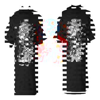 Kitsune Japonais Renard À Neuf Queues Fleurs De Cerisier T-Shirt - Cadeauxyz