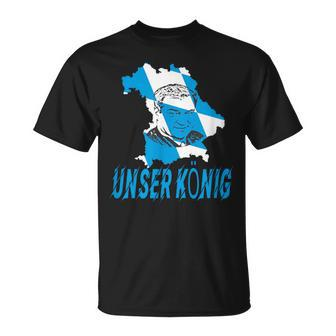 Königliches Porträt T-Shirt Schwarz mit Blauem Druck – Unser König - Seseable