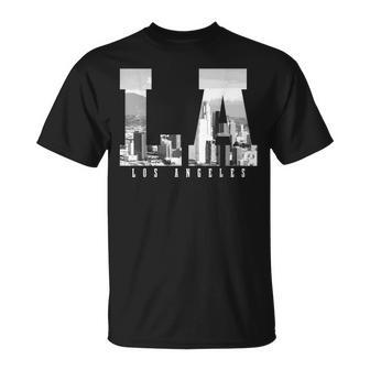 La Los Angeles California Skyline Usa Vintage Souvenir Black T-Shirt - Seseable
