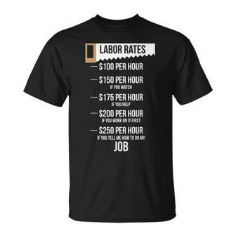 Labor Rates Carpenter Hourly Rates Humor T-Shirt | Mazezy DE