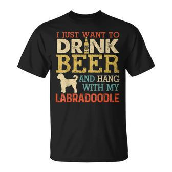 Labradoodle Dad Drink Beer Hang With Dog Vintage T-Shirt - Monsterry