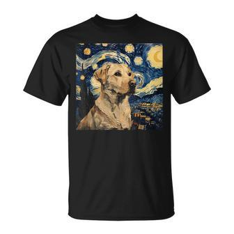 Labrador Retriever Dog Van Gogh Style Starry Night T-Shirt - Seseable