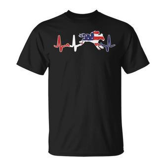 Ladies Splechase Horse Racing Heartbeat Splechase Flag T-Shirt - Monsterry