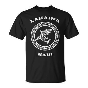 Lahaina Maui Vintage Retro Tribal Shark Vacation T-Shirt - Monsterry