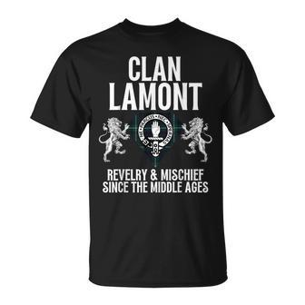 Lamont Clan Scottish Name Coat Of Arms Tartan Family Party T-Shirt - Seseable