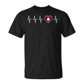 Laotian Lao Heartbeat I Love Laos Flag Country T-Shirt - Monsterry AU