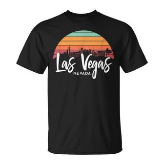 Las Vegas Nevada Sunset Vintage Retro Skyline T-Shirt - Seseable