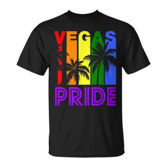 Las Vegas Pride Gay Pride Lgbtq Rainbow Palm Trees T-Shirt - Monsterry UK