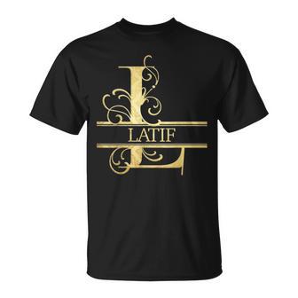 Latif T-Shirt mit Goldenem Ornament-Design, Personalisiert - Seseable