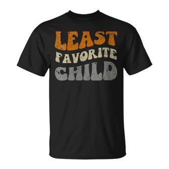 Least Favorite Child Sarcastic Retro Wavy Text T-Shirt - Monsterry DE