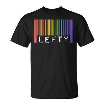 Lefty Left Handed Gay Pride Flag Barcode Queer Rainbow Lgbtq T-Shirt - Monsterry UK