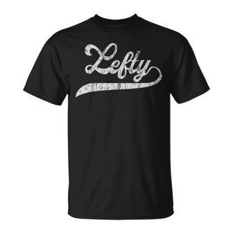 Lefty Left Handed Pride Southpaw Softball Script T-Shirt - Monsterry DE