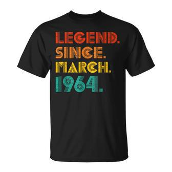 Legend Since March 1964 Birth Of Birthday 1964 Idea Vintage T-Shirt - Monsterry