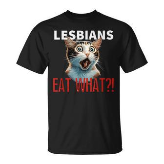 Lesbians Eat What Gay Cat Lesbian Cat Pride Ally Pride Month T-Shirt - Seseable