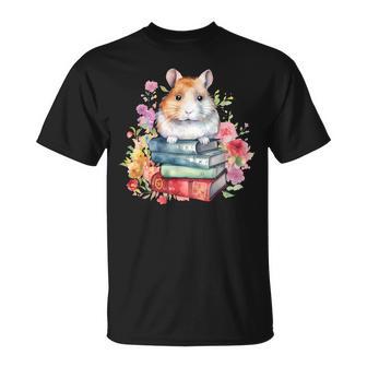 Lesebücher Buchliebhaber Hamster Und Aquarell Bücher T-Shirt - Geschenkecke