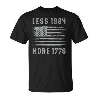 Less 1984 More 1776 Grunge Flag Free Speech First Amendment T-Shirt - Seseable